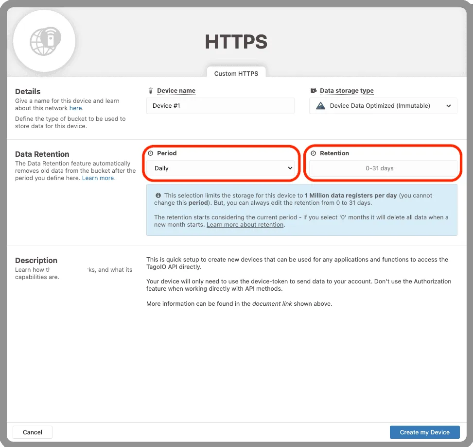 Immutable bucket options