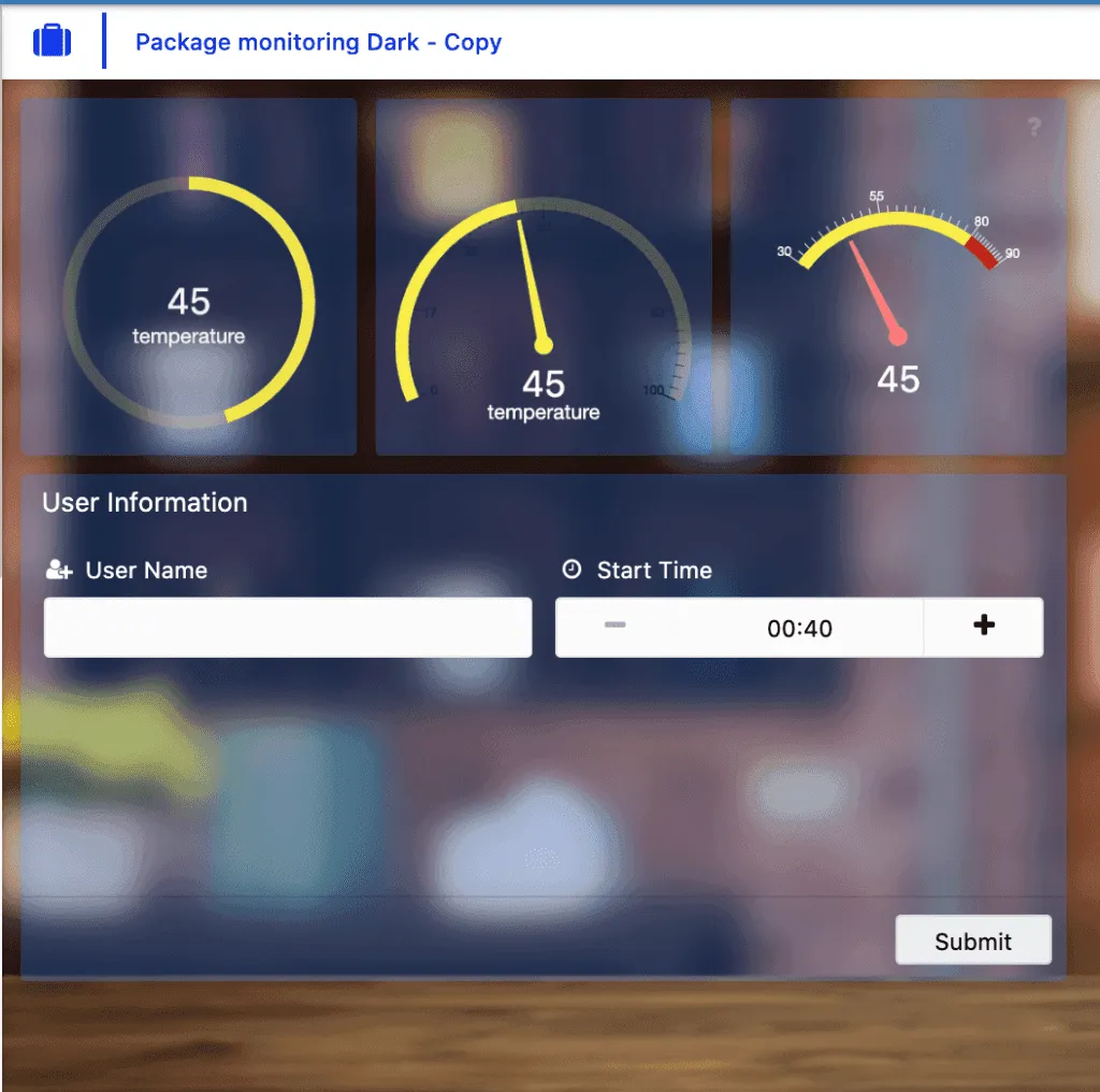 Widgets over background TagoIO dashboard