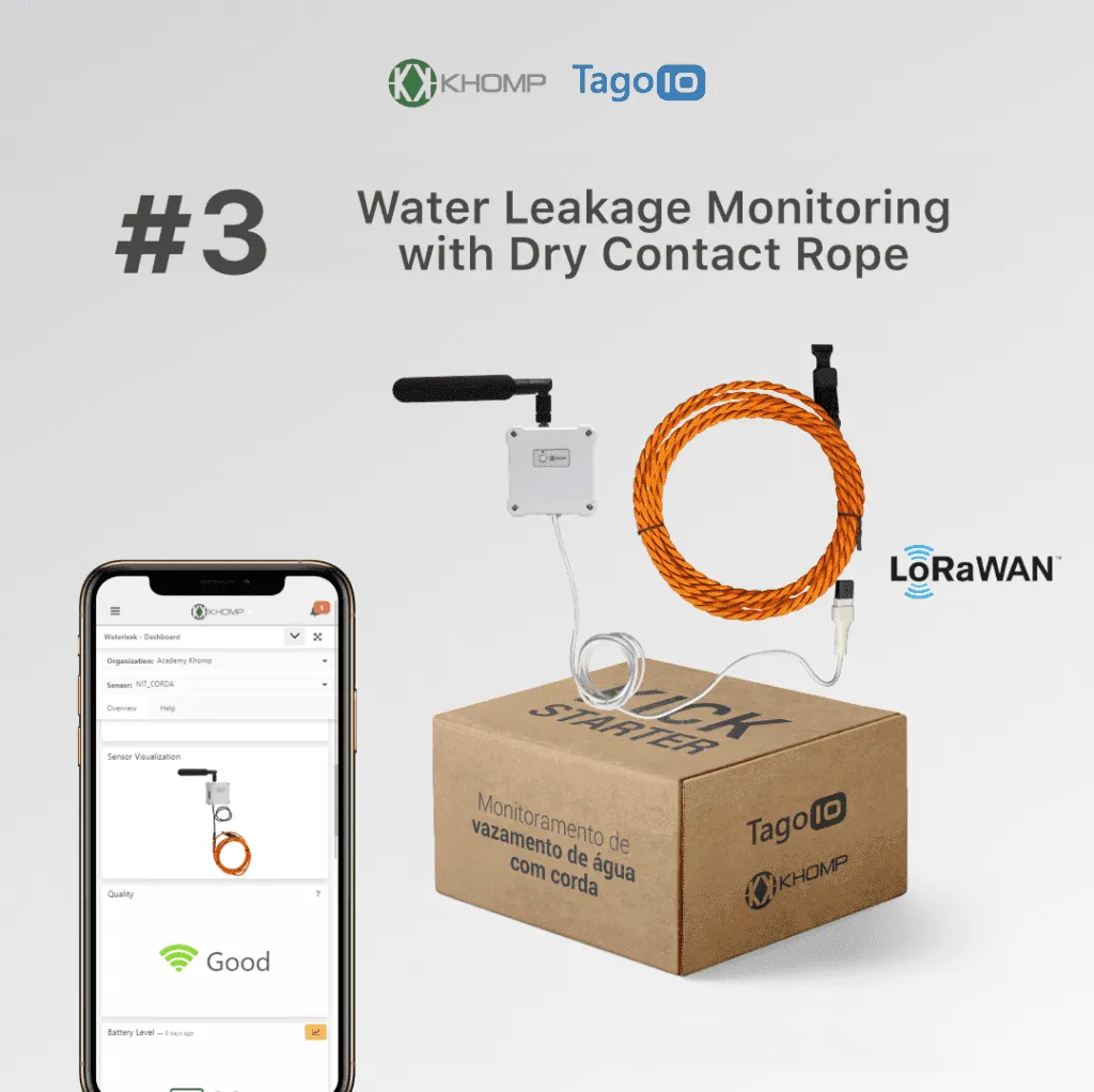 The Third IoT starter kit monitors leak with a dry contact rope