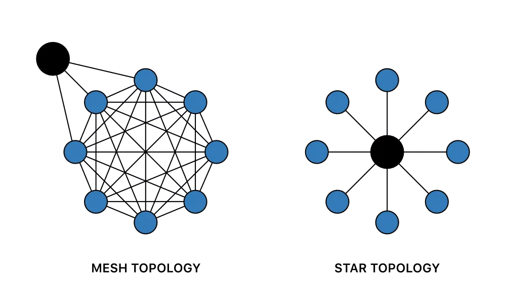 Mesh cluster and star cluster topology