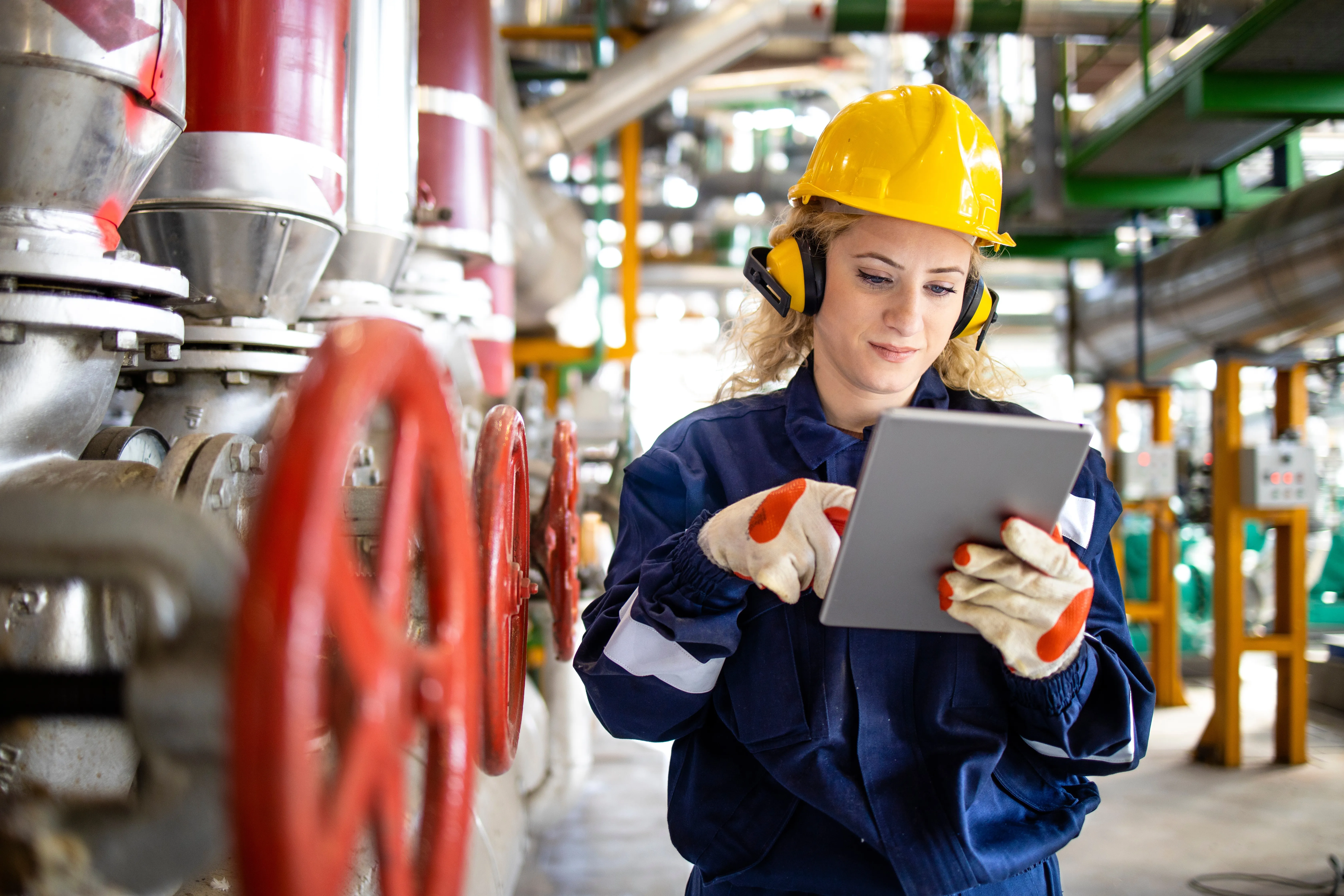 Oil and gas worker wearing IoT gadgets