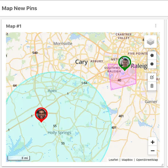 Map widget with custom icons TagoIO dashboard